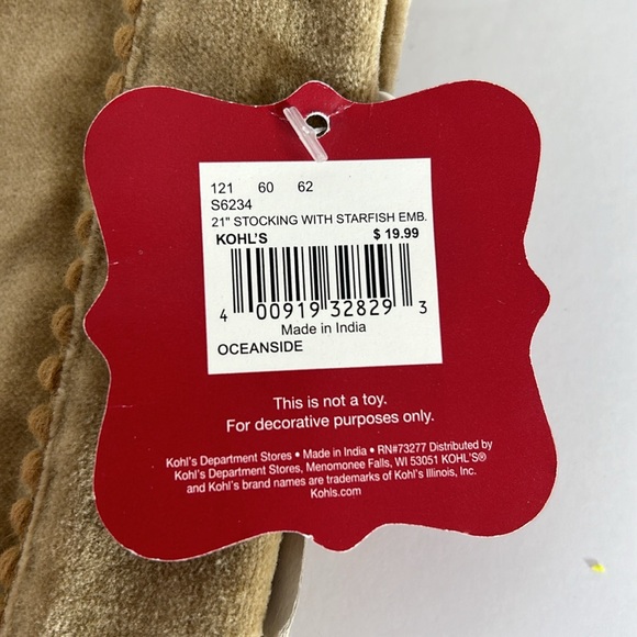 St. Nicholas NWT Set of 2 Costal Beach 21” Starfish Embellished Xmas Stockings - Picture 15 of 16